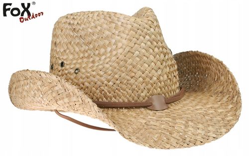 KAPELUSZ KOWBOJSKI SŁOMIANY SŁOMKOWY ze Sznurkiem MFH FOX OUTDOOR BROWN na Arena.pl