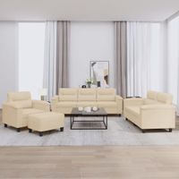 4-cz. komplet wypoczynkowy z poduszkami, kremowy, mikrofibra