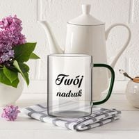 Kubek szklany 450 ml zielone uszko z Twoim nadrukiem