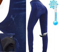 Legginsy Damskie OCIEPLANE Getry Wygodne Modne Wysoki Stan imitacja