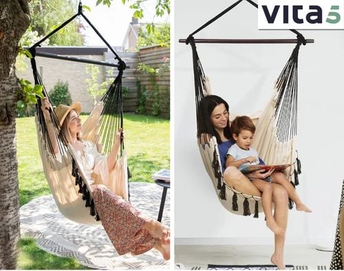 FOTEL WISZĄCY KRZESŁO BRAZYLIJSKIE HAMAK HUŚTAWKA 2 Poduszki + MOCOWANIE na Arena.pl