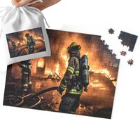 PUZZLE - STRAŻAK STRAŻ POŻARNA WZORY DLA CHŁOPCA 70el + WORECZEK