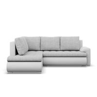 Narożnik z otomaną, lewy, BOSCO, ekoskóra, 230cm, biały, szary | TYLETEGOTU