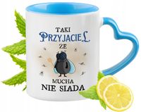 Dla Przyjaciela Kubek Błękitny Z Uszkiem W Kształcie Serca Na Prezent