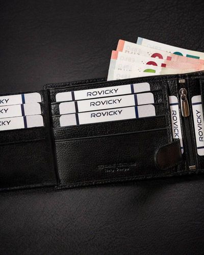 duży portfel męski ze skóry naturalnej zapinany na zatrzask - rovicky na Arena.pl