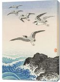 Obraz 70x100cm Five Seagulls 2, Koson Japoński Vintage do Salonu