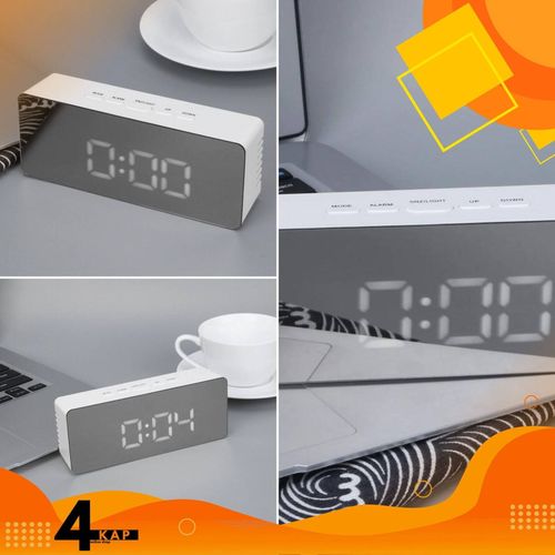 ZEGAR BUDZIK ELEKTRONICZNY NOWOCZESNY TERMOMETR LUSTRO ZEGAREK ALARM LED na Arena.pl