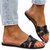 Czarne klapki damskie lekkie eleganckie sandały PS04 r.39