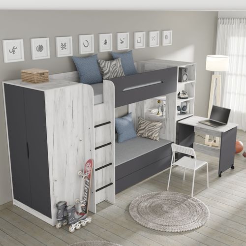 Antresola łóżko piętrowe Samoa craft biały / grafit na Arena.pl