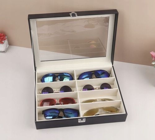 Pudełko na Okulary Etui Organizer na 8 Okularów Elegancka Szkatułka Prezent na Arena.pl