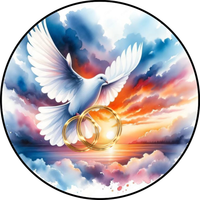 Opłatek na tort Rocznica Ślubu Ślub Młoda Para Obrączki Okazjonalny