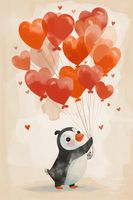 Plakat 40x60cm Pingwinek z Balonami