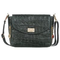 VERA PELLE torebka skórzana listonoszka kroko z paskiem V532 c.zielona