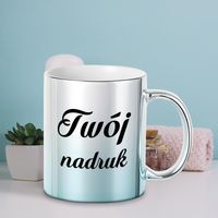 Kubek platerowany z Twoim nadrukiem - srebrno-błękitny gradient