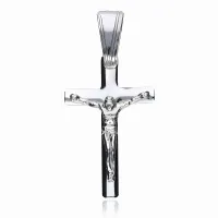 ELEGANCKI RODOWANY SREBRNY KRZYŻ Z WIZERUNKIEM JEZUSA CHRYSTUSA SREBRO 925