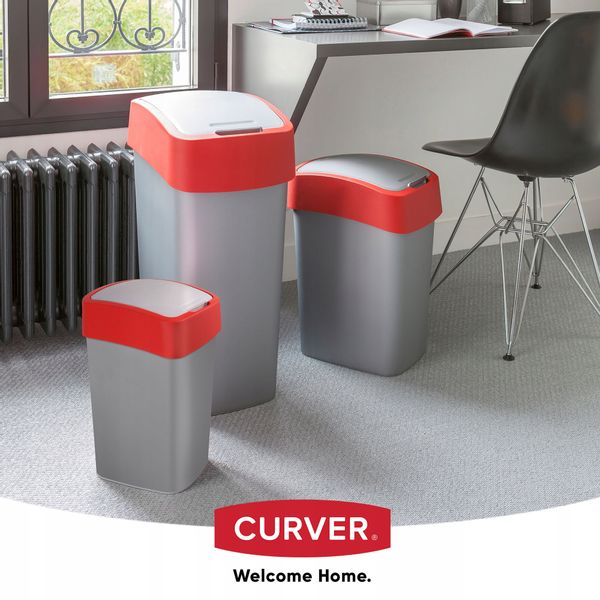 Curver Kosz Na Śmieci Pojemnik Biuro 25L Czerwony zdjęcie 5