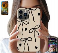 ETUI DO IPHONE 13 PRO - BEŻOWE KOKARDKI WSTĄŻKA MODNE WZORY