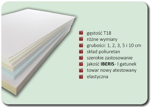 PIANKA TAPICERSKA MEBLOWA GĄBKA T18 wymiary 100X120X5cm miękka SUPER CENA P na Arena.pl