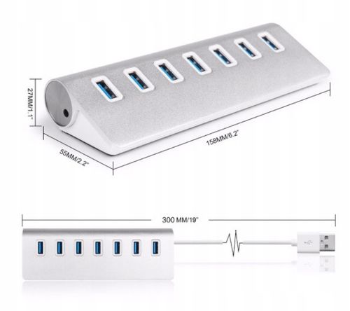 HUB Aktywny USB 7x USB 3.0 ROZGAŁĘŹNIK ROZDZIELACZ 7w1 PORTÓW Replikator PD na Arena.pl