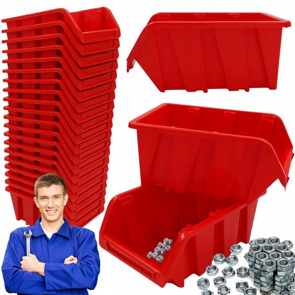 Pudełka warsztatowe kuweta czerwone 155x100x70 mm POJEMNIKI KUWETY 20 SZT zdjęcie 1