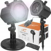 PROJEKTOR OGRODOWY LASEROWY ŚWIĄTECZNY NA DOM 12 KART 48 WZORÓW WODOODPORNY