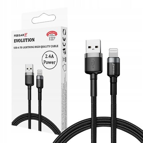 Feegar Kabel USB Lightning do iPhone iPad nylonowy Szybkie Ładowanie na Arena.pl