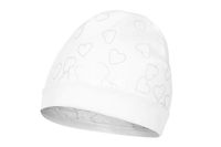 BROEL Ezi czapka niemowlęca wcześniak newborn serduszka biała 38-40