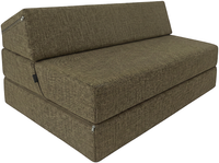 FOTEL 120x190x15 KANAPA PUFA MATERAC rozkładany SOFA Tkanina jasny Brąz