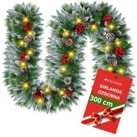 OŚNIEŻONA GIRLANDA ŚWIĄTECZNA CHOINKOWA SZTUCZNA CHOINKA + 100 LED 300 cm