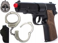 GONHER ZESTAW POLICJANTA DLA DZIECI PISTOLET KAJDANKI KABURA ODZNAKA