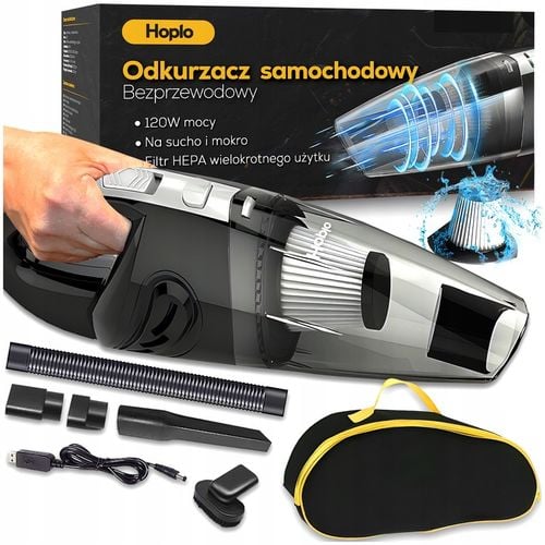 ODKURZACZ SAMOCHODOWY Bezprzewodowy AKUMULATOROWY Ręczny 120W HEPA na Arena.pl
