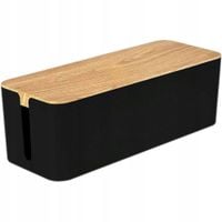 POJEMNIK NA KABLE ZASILAJĄCE CZARNY Z BRĄZOWĄ POKRYWĄ MOZOS KBO-BK-WOOD