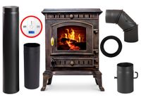 Zdobiony Żeliwny PIECYK koza kominek ATENA 8,3kw + AKCESORIA+ CZUJNIK CZADU