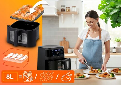 FRYTKOWNICA BEZTŁUSZCZOWA XL AIR FRYER DUŻA FRYTOWNICA 8L BERDSEN na Arena.pl