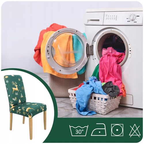 ZESTAW 6 SZT POKROWIEC NA KRZESŁO ZIELONY ŚWIĄTECZNE WZORY ELASTYCZNY na Arena.pl