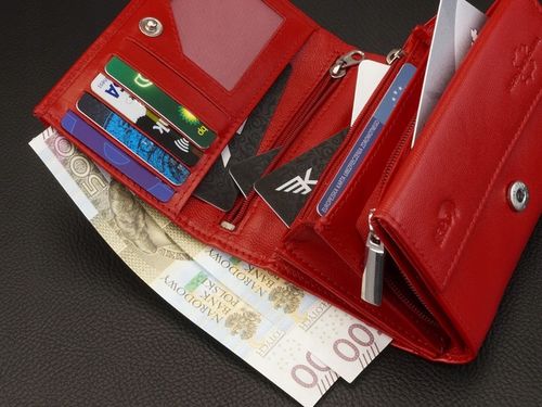 KOCHMANSKI portfel damski skórzany mały czerwony karty dokumenty pojemny na Arena.pl