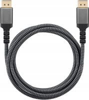 Kabel DisplayPort -DisplayPort 2m 8K UHD Sznurek szary