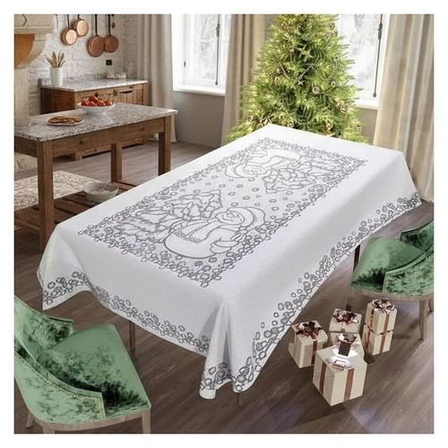 Obrus Białe Bałwanki 110x130 DomoweTekstylia | WN306B B13 | Boże Narodzenie na Arena.pl