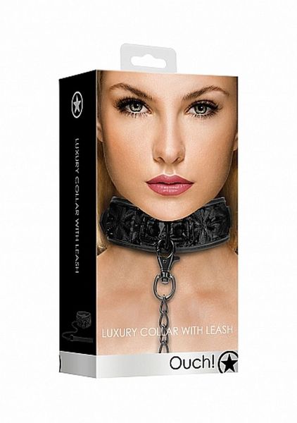 Luxury Collar with Leash - Black zdjęcie 3