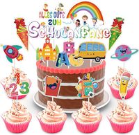 Papierowe dekoracje topper na tort ciasto 24 elementy