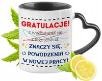 Pożegnanie Z Pracy Kubek Czarny Z Uszkiem W Kształcie Serca Na Prezent