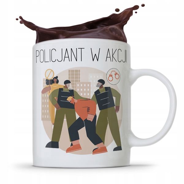 Kubek Prezent Dla Policjanta Policjantki W Akcji! Z Nadrukiem Ze Zdjęciem zdjęcie 1