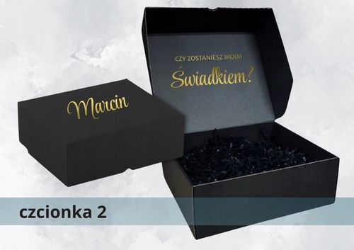 Pudełko box CZARNE czy zostaniesz ŚWIADKIEM Świadkową ślub prezent WZORY na Arena.pl