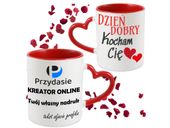 Kubek serce z twoim własnym dowolnym nadrukiem zdjęciem logo na prezen
