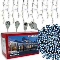 LAMPKI ZEWNĘTRZNE ŚWIĄTECZNE SOPLE 100 LED FLASH BIAŁY KABEL