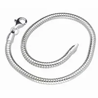 Srebrna bransoletka baza charms 925, żmijka 3 mm, 20 cm