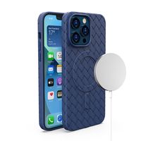 etui pokrowiec plecionka do iphone 15 z magsafe woven case granatowy