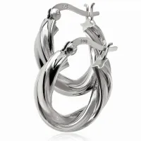 ELEGANCKIE SREBRNE KOLCZYKI GRUBE KOŁA KÓŁKA 2CM KRĘCONE SPIRALKI SPIRALE