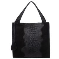 VERA PELLE torebka damska zamszowa shopper kroko na ramię V549 czarna