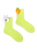 Skarpety dziewczęce zielone z aplikacją 3D króliczek marchewka 27-30